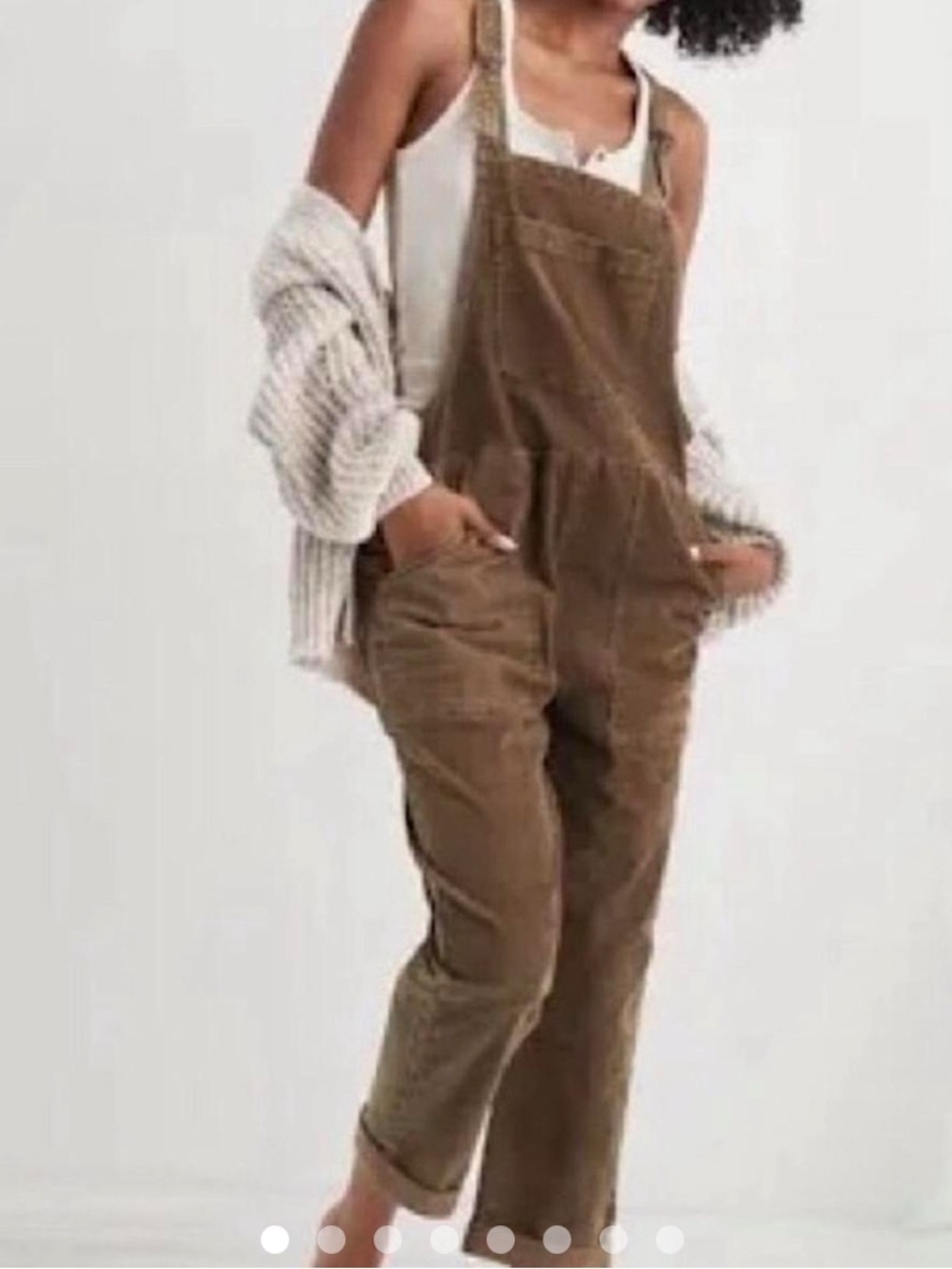 Aerie Brown Corduroy Overalls
